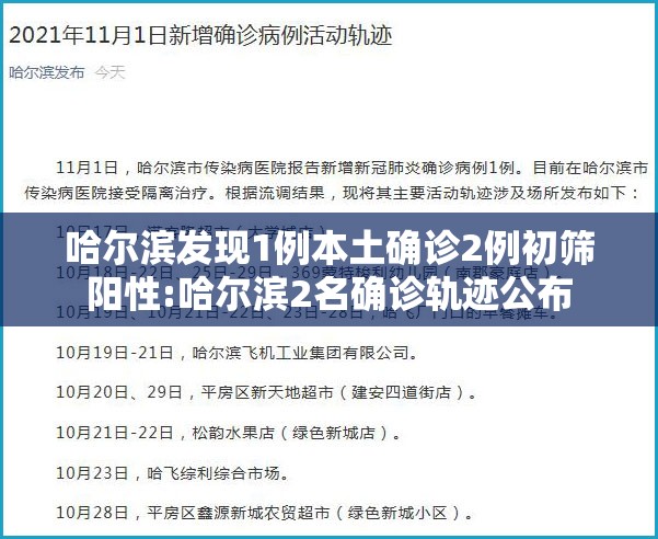 哈尔滨发现1例本土确诊2例初筛阳性:哈尔滨2名确诊轨迹公布
