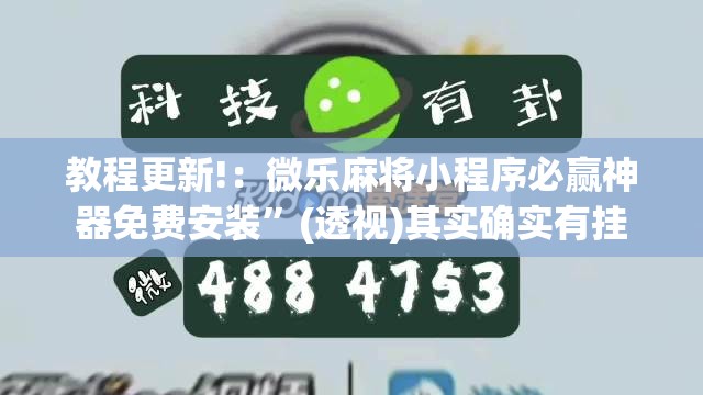 教程更新!：微乐麻将小程序必赢神器免费安装	”(透视)其实确实有挂