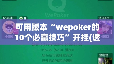 可用版本“wepoker的10个必赢技巧”开挂(透视)最新辅助详细