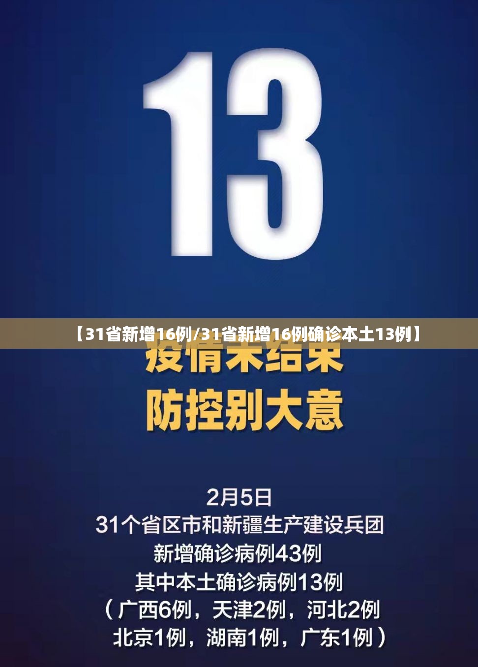 【31省新增16例/31省新增16例确诊本土13例】