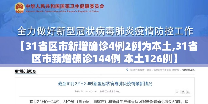 【31省区市新增确诊4例2例为本土,31省区市新增确诊144例 本土126例】