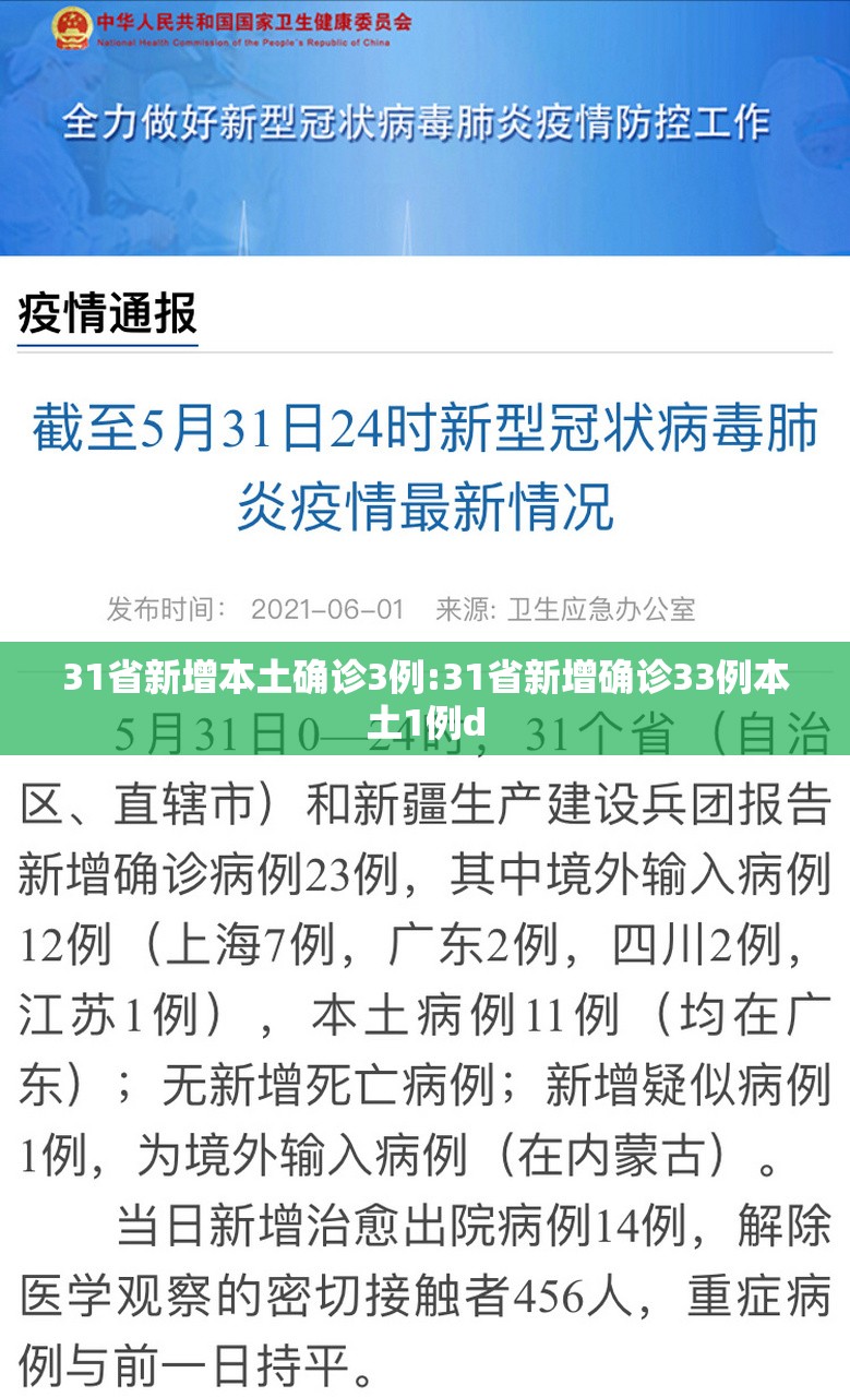 31省新增本土确诊3例:31省新增确诊33例本土1例d