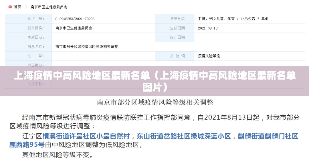 上海疫情中高风险地区最新名单（上海疫情中高风险地区最新名单图片）