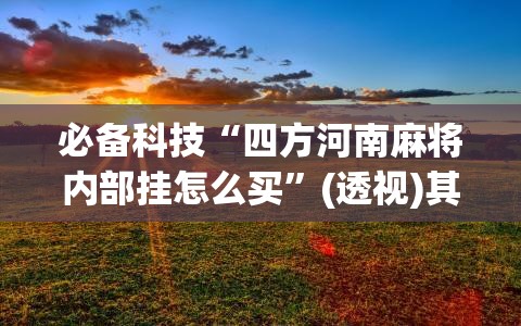 必备科技“四方河南麻将内部挂怎么买”(透视)其实确实有挂