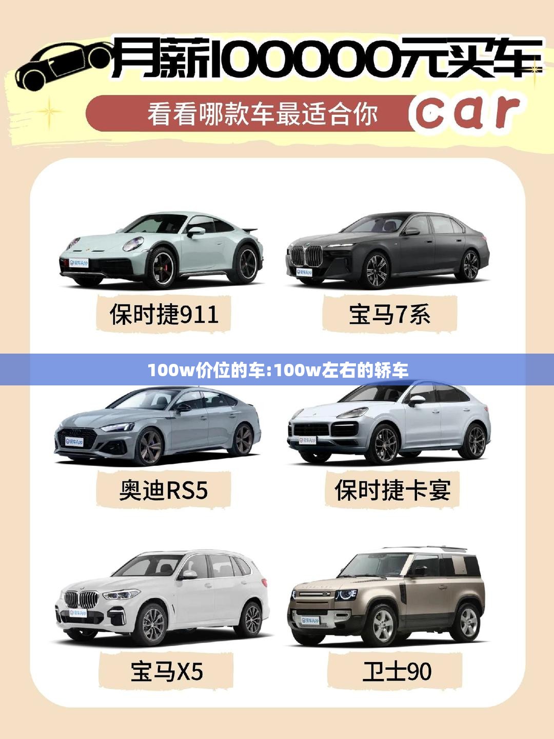 100w价位的车:100w左右的轿车