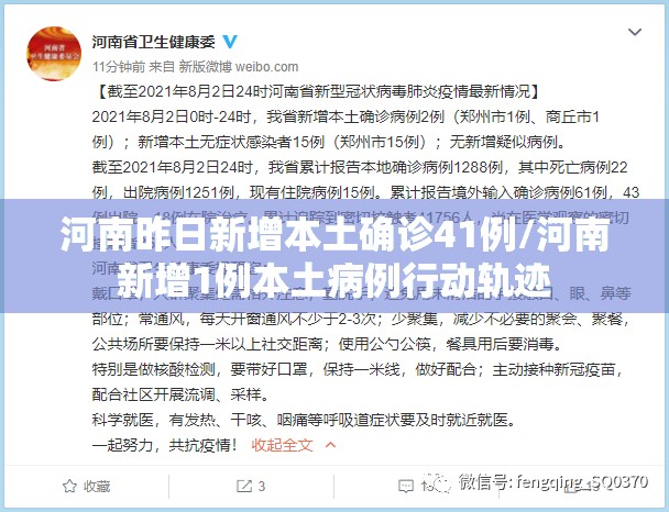河南昨日新增本土确诊41例/河南新增1例本土病例行动轨迹