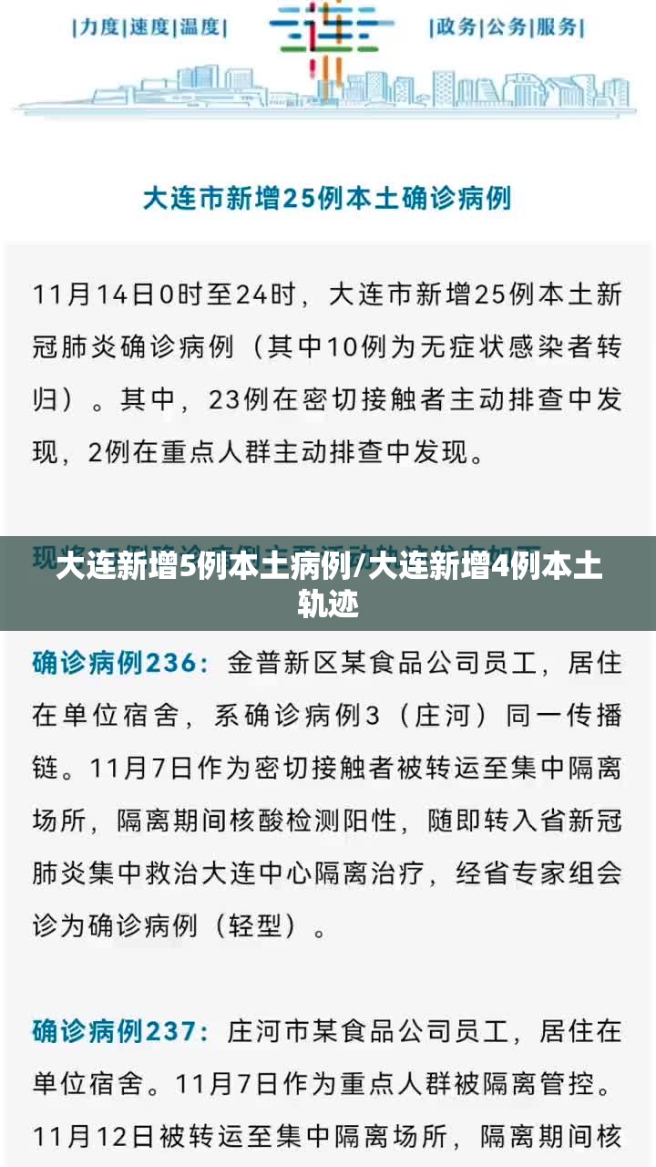 大连新增5例本土病例/大连新增4例本土轨迹 大连新增5例本土病例/大连新增4例本土轨迹
