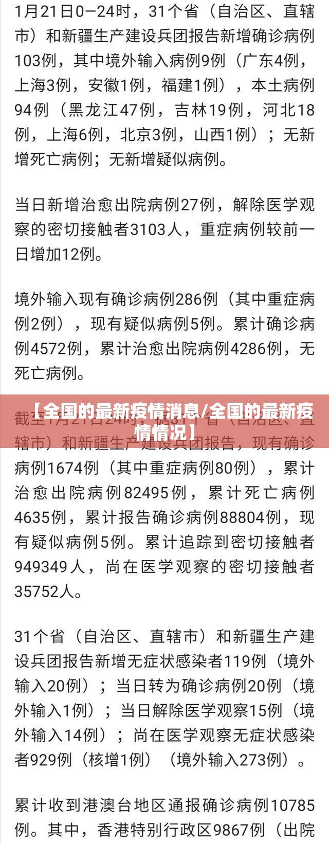 【全国的最新疫情消息/全国的最新疫情情况】