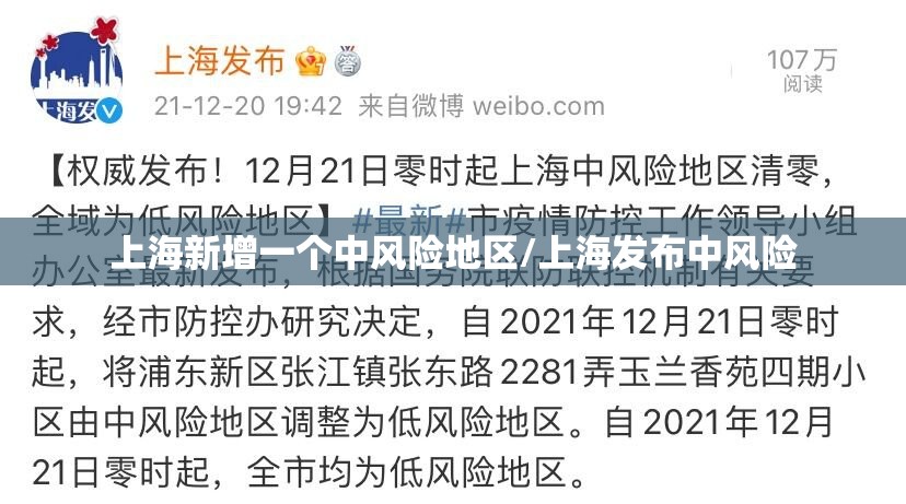 上海新增一个中风险地区/上海发布中风险