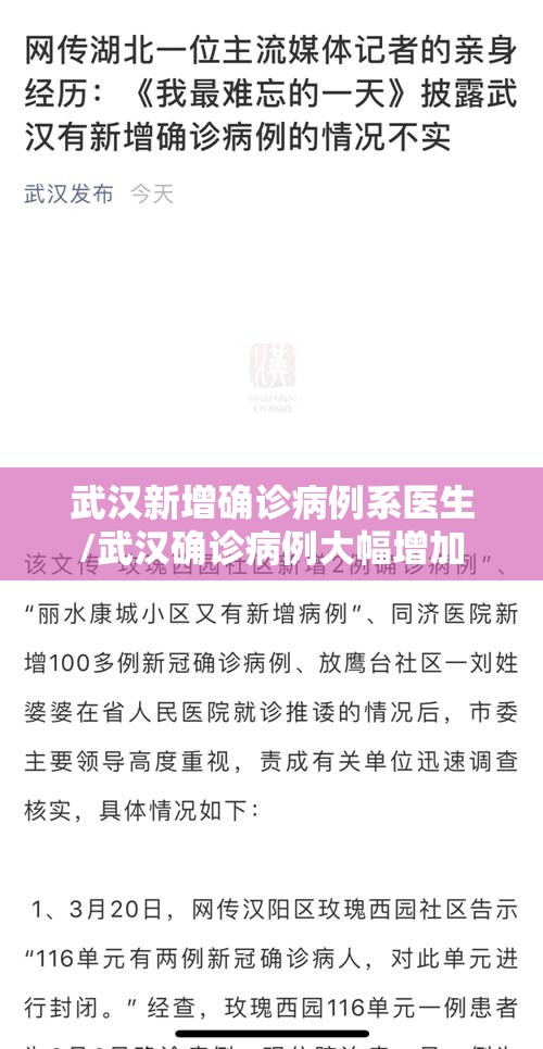 武汉新增确诊病例系医生/武汉确诊病例大幅增加