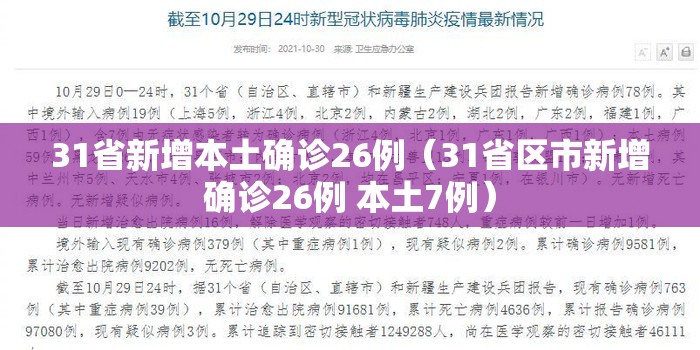 31省新增本土确诊26例（31省区市新增确诊26例 本土7例）