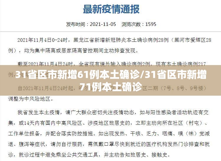 31省区市新增61例本土确诊/31省区市新增71例本土确诊