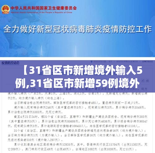 【31省区市新增境外输入5例,31省区市新增59例境外输入病例】