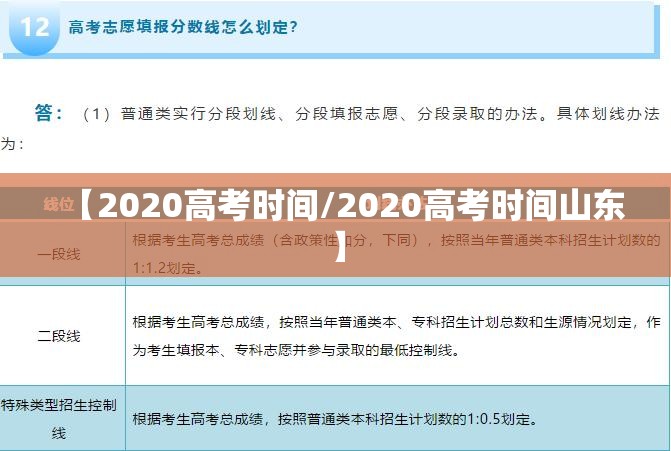 【2020高考时间/2020高考时间山东】