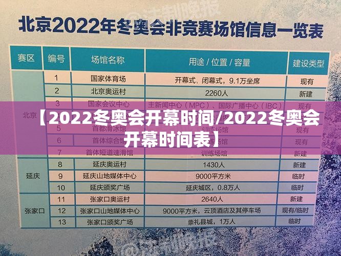 【2022冬奥会开幕时间/2022冬奥会开幕时间表】
