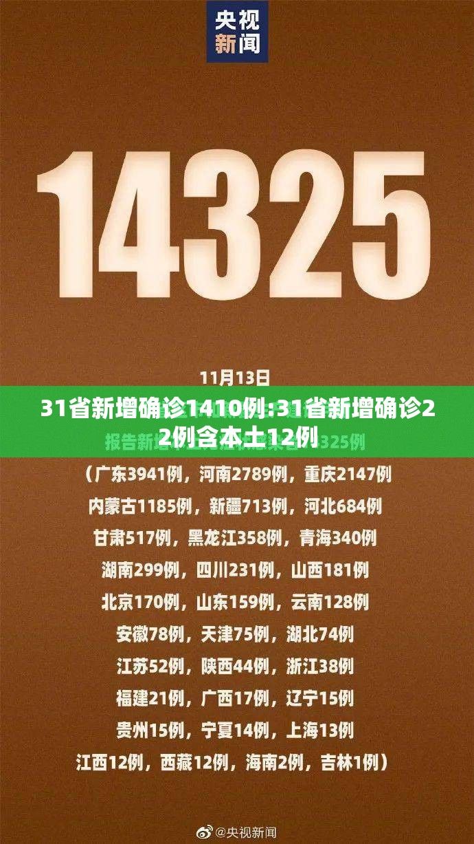 31省新增确诊1410例:31省新增确诊22例含本土12例