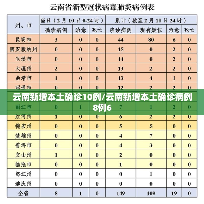 云南新增本土确诊10例/云南新增本土确诊病例8例6