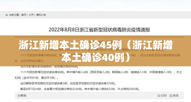 浙江新增本土确诊45例（浙江新增本土确诊40例）