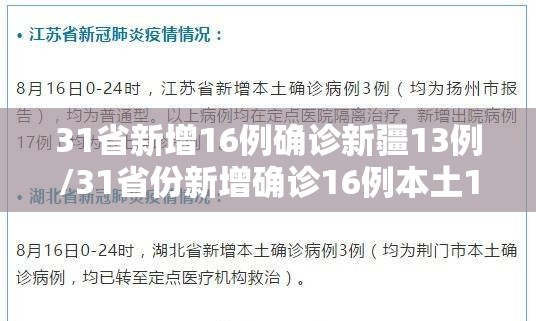 31省新增16例确诊新疆13例/31省份新增确诊16例本土13例在新疆