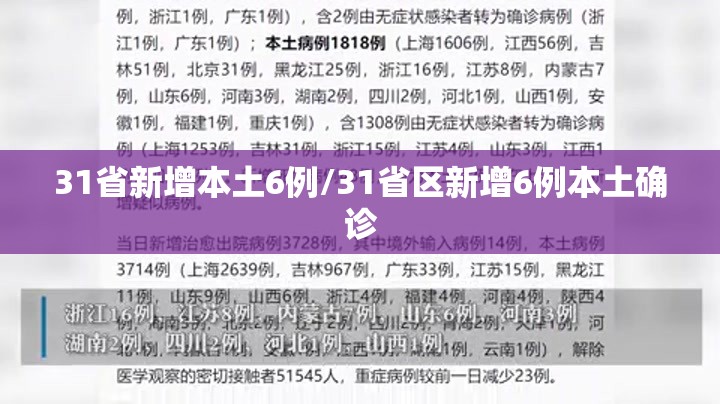 31省新增本土6例/31省区新增6例本土确诊