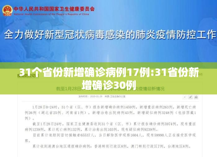 31个省份新增确诊病例17例:31省份新增确诊30例