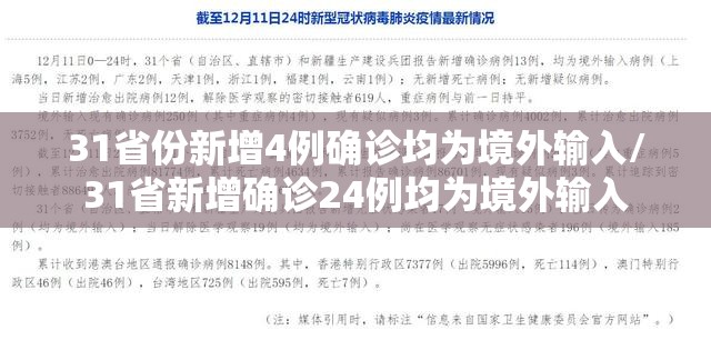 31省份新增4例确诊均为境外输入/31省新增确诊24例均为境外输入