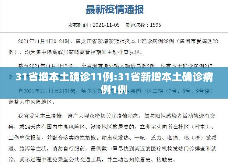 31省增本土确诊11例:31省新增本土确诊病例1例