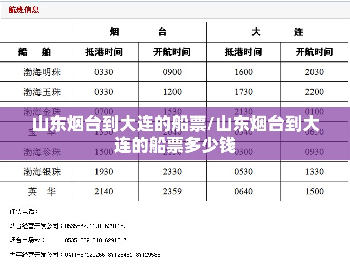 山东烟台到大连的船票/山东烟台到大连的船票多少钱