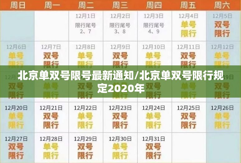 北京单双号限号最新通知/北京单双号限行规定2020年