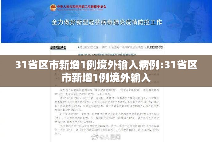 31省区市新增1例境外输入病例:31省区市新增1例境外输入