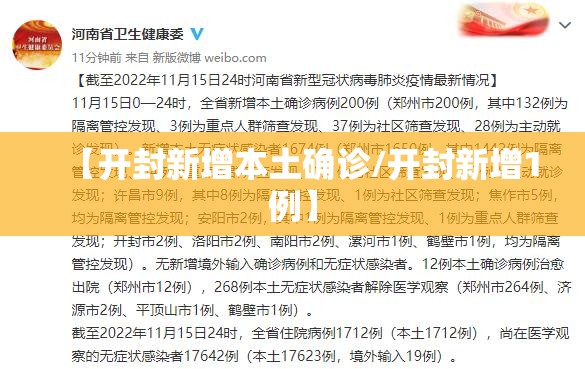 【开封新增本土确诊/开封新增1例】