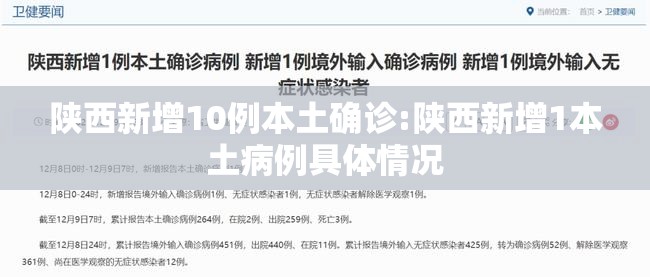 陕西新增10例本土确诊:陕西新增1本土病例具体情况