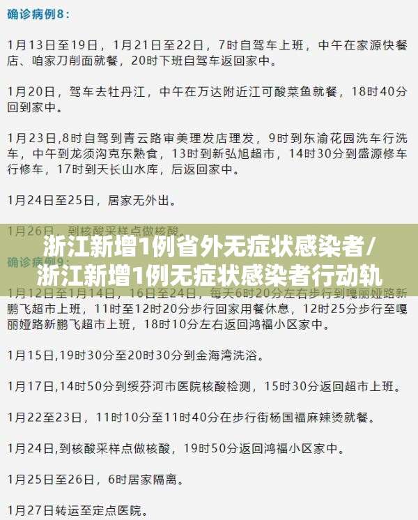浙江新增1例省外无症状感染者/浙江新增1例无症状感染者行动轨迹 浙江新增1例省外无症状感染者/浙江新增1例无症状感染者行动轨迹