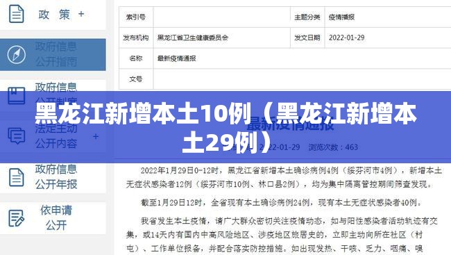黑龙江新增本土10例（黑龙江新增本土29例）