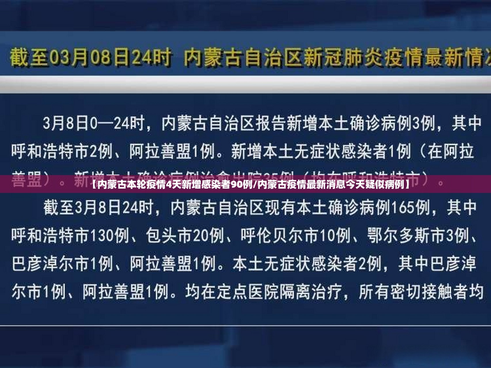 【内蒙古本轮疫情4天新增感染者90例/内蒙古疫情最新消息今天疑似病例】