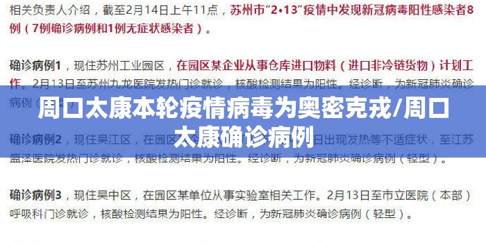 周口太康本轮疫情病毒为奥密克戎/周口太康确诊病例 周口太康本轮疫情病毒为奥密克戎/周口太康确诊病例