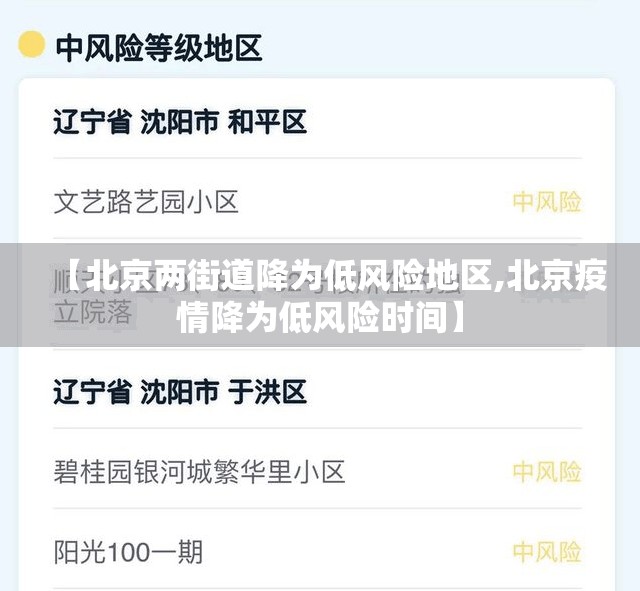 【北京两街道降为低风险地区,北京疫情降为低风险时间】