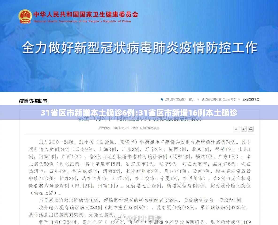 31省区市新增本土确诊6例:31省区市新增16例本土确诊