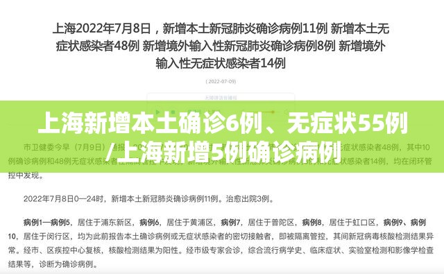 上海新增本土确诊6例	、无症状55例/上海新增5例确诊病例