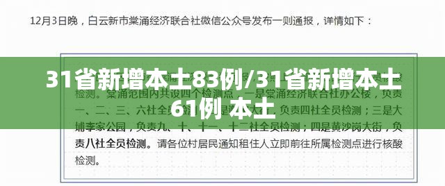 31省新增本土83例/31省新增本土61例 本土