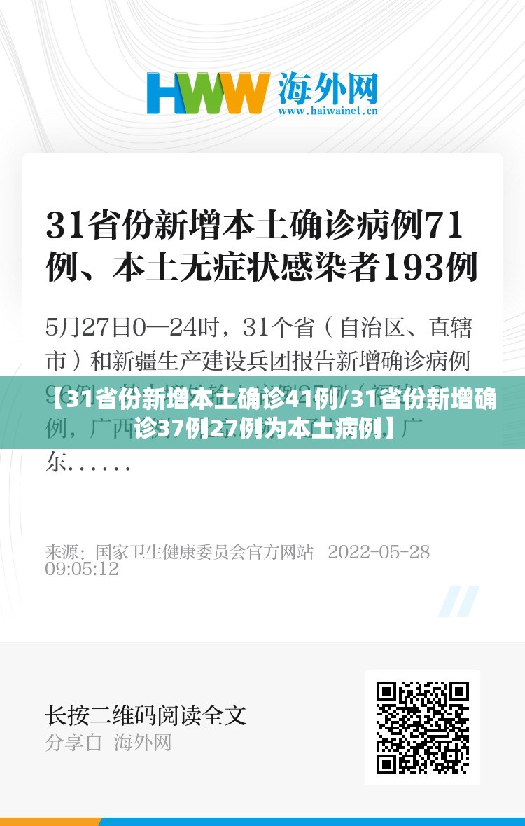 【31省份新增本土确诊41例/31省份新增确诊37例27例为本土病例】