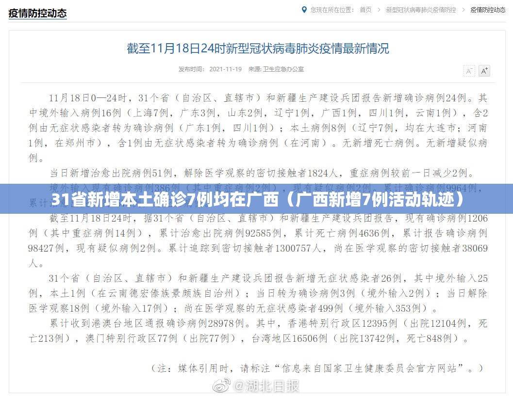31省新增本土确诊7例均在广西（广西新增7例活动轨迹）