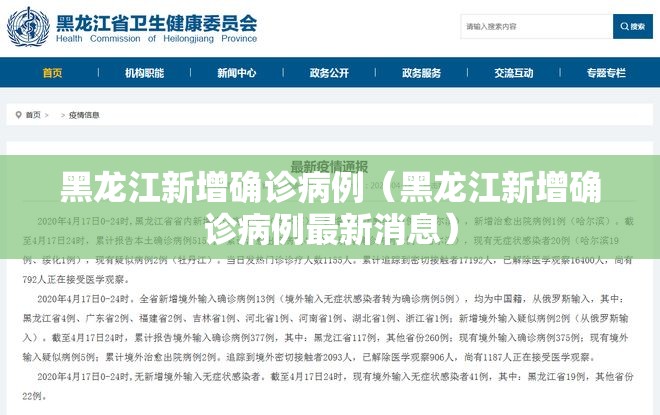 黑龙江新增确诊病例（黑龙江新增确诊病例最新消息）