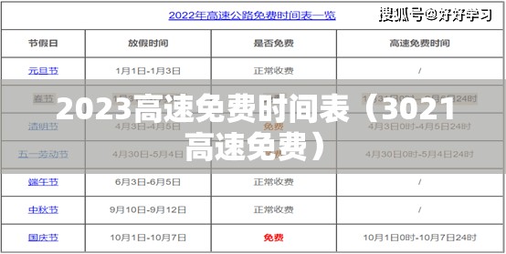 2023高速免费时间表（3021高速免费）