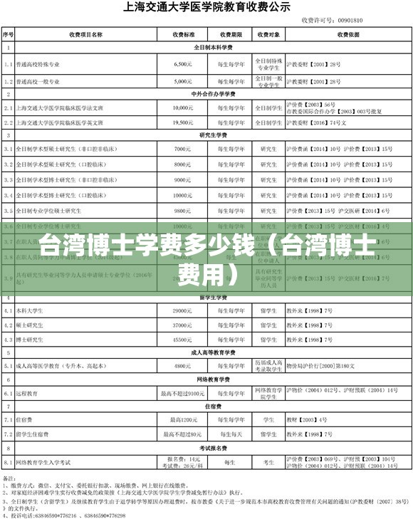 台湾博士学费多少钱(台湾博士费用) 台湾博士学费多少钱(台湾博士费用)