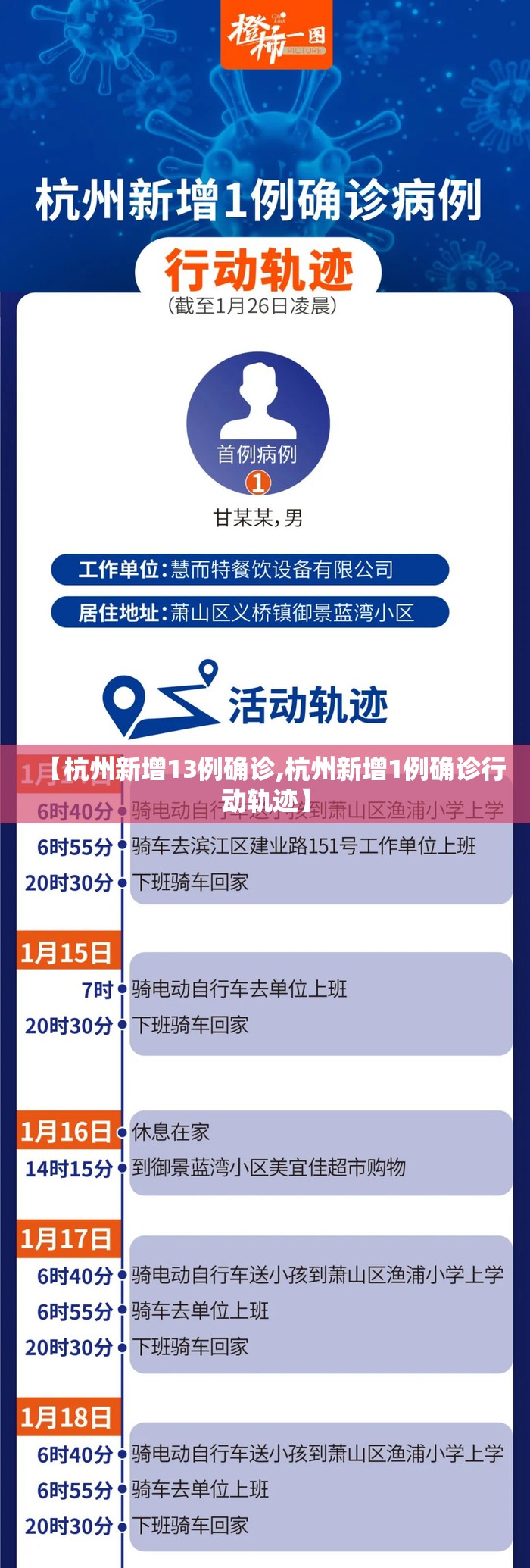 【杭州新增13例确诊,杭州新增1例确诊行动轨迹】