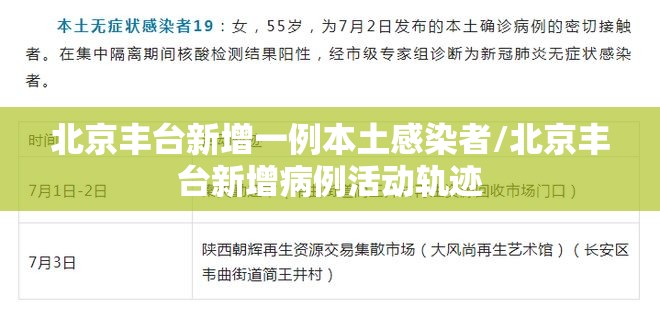 北京丰台新增一例本土感染者/北京丰台新增病例活动轨迹