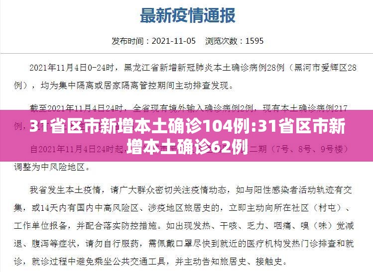 31省区市新增本土确诊104例:31省区市新增本土确诊62例 31省区市新增本土确诊104例:31省区市新增本土确诊62例