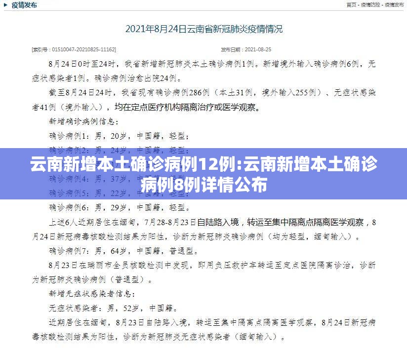 云南新增本土确诊病例12例:云南新增本土确诊病例8例详情公布 云南新增本土确诊病例12例:云南新增本土确诊病例8例详情公布