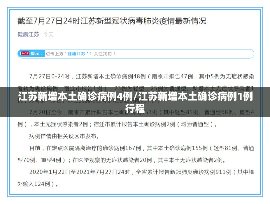 江苏新增本土确诊病例4例/江苏新增本土确诊病例1例行程 江苏新增本土确诊病例4例/江苏新增本土确诊病例1例行程